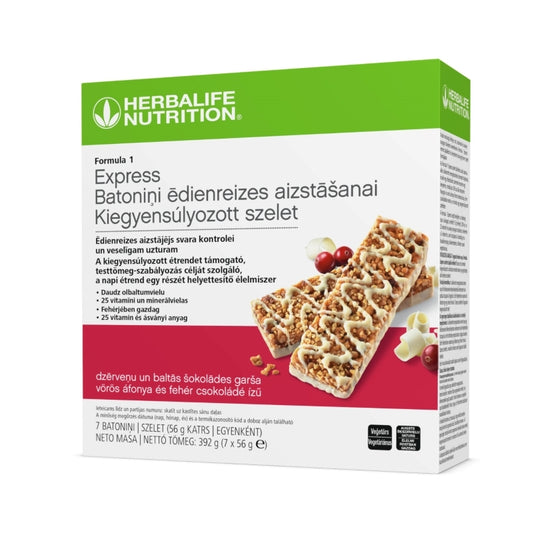 F1 Kiegyensúlyozott Express Szelet Vörösáfonya és fehércsokoládé 7x56g